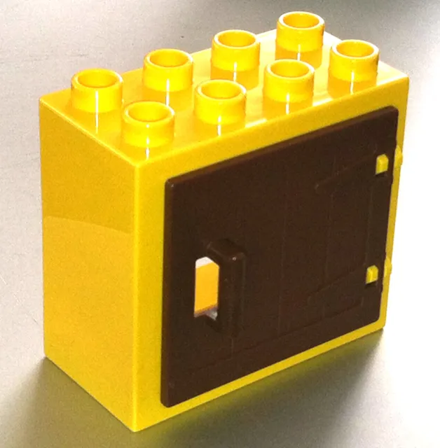*NEW* 6 Lego DUPLO YELLOW WINDOW DOOR 2X4X3 with BROWN WOODEN GATE w Handle 2