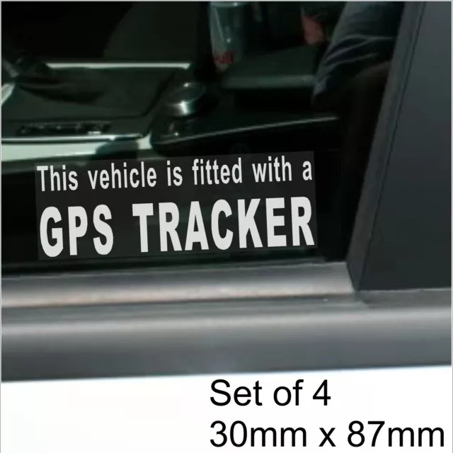 4 x Stickers GPS Tracker Fitted Warning Signs Alarm Car Van Taxi Cab Security