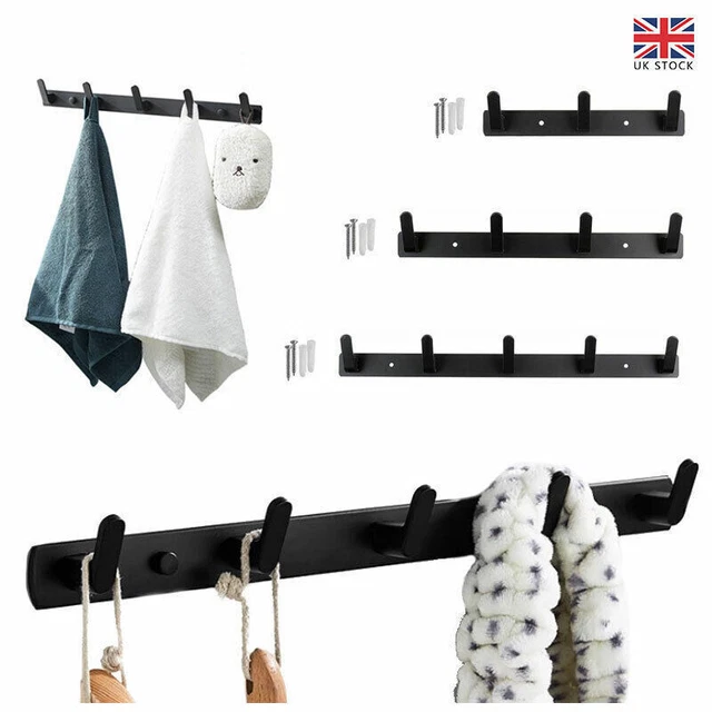 2Pcs 3-5 Hooks Aluminum Coat Clothes Door Holder Rack Hook Wall Mounted Hanger