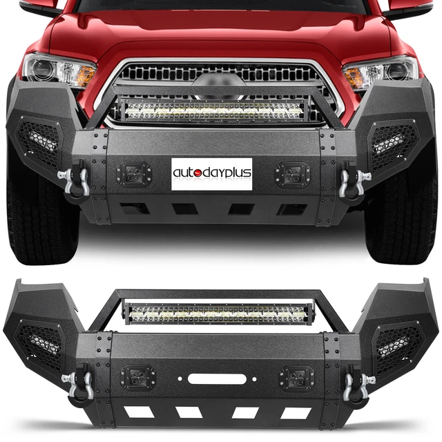 COMPLETE STEEL FRONT Bumper Assembly with Led Lights For Toyota