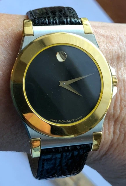 Vintage rare Movado Museum two tone strap with deployment leather  81.A2.878.2