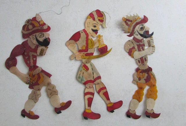 Lot 3 personnages figurines articulées en papier type parchemin artisanat ancien