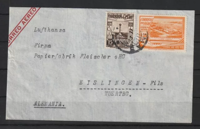 Peru Luftpost-Brief Lima nach Eislingen, 1939 #1091325