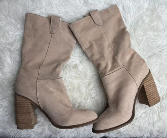Oasis Society Slouch boots Faux suede Size 6.5 Tan Beige Brown