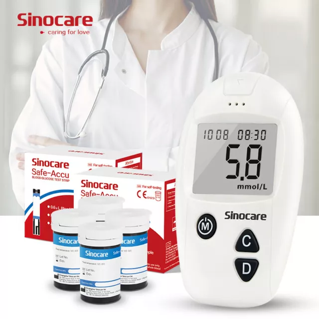 Sinocare Diabetes Test Blood Glucose Monitor OR 50/100/200 Test Strips