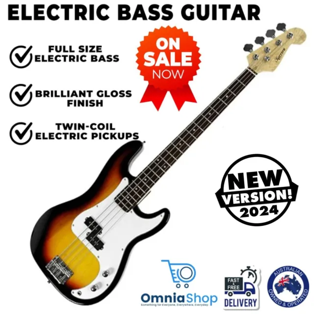 Glossy Electric Bass Guitar 4 String Artist Music Instrument Wooden Full Size
