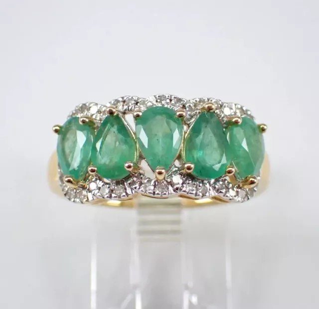 3.50Ct Pear Cut Lab Created Emerald Wedding Band Ring In 14k Yellow Gold Plated