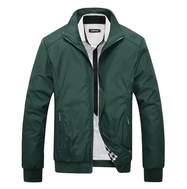Autumn Men Jacket Lightweight Bomber Coat Casual Zip Up Outfit Tops Outerwear