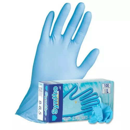 ICOGUANTI SYNTHO Guantes En Nitrilo Desechable Azul Sin Polvo Paquete 100