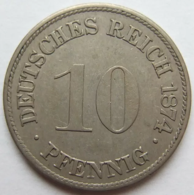 Moneta Reich Tedesco Impero Tedesco 10 Pfennig 1874 H IN Extremely fine