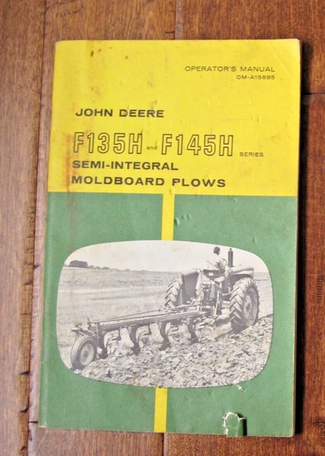 Vtg John Deere Semi-Integral Moldboard Plow F135_H & F145H Manual Good Cond