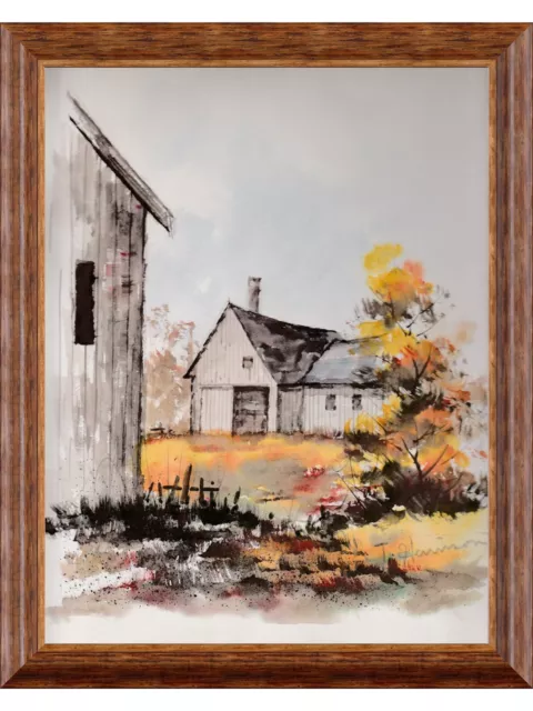 Watermill Landscape Original Watercolor Art on Paper 11x14 Signed ANDERSON
