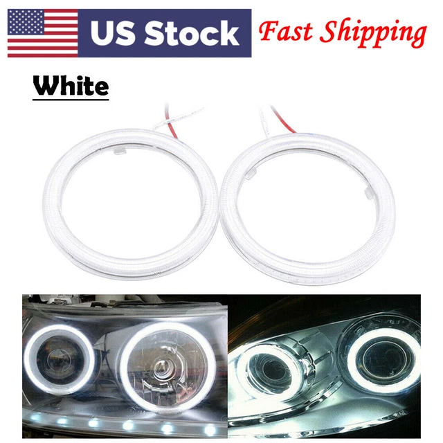 1Pair 70mm Car Led Headlight COB LED Halo Ring Angel Eyes Fog DRL Warning Lamps