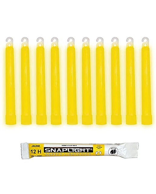 Baton lumineux Cyalume - jaune - Boite de 10