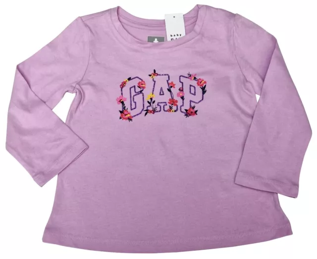 GAP Kids Girls Purple Floral Design Cotton Long Sleeve T-Shirt MRRP £8.99