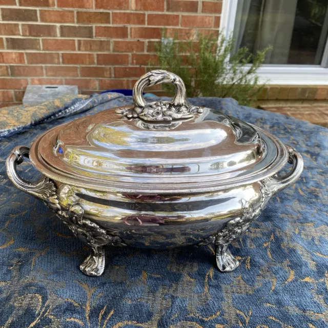 Antique Old Sheffield Plate Silver  Server TUREEN & Lid 14” Gorgeous Rococo