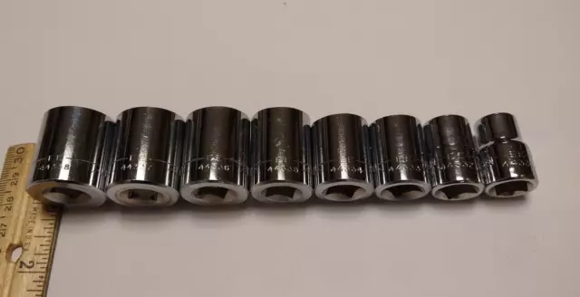 Craftsman 8 Socket Set 3/8" Dr 12 Pt Shallow SAE EE 3/8"- 13/16" USA  NOS 2