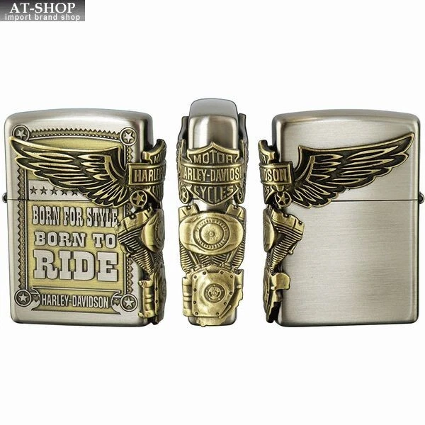 Zippo Harley Davidson Japan Limited Skull 3-sides Etching Silver Plating  HDP-36 Oil Lighter