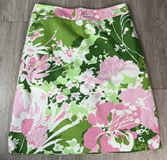 Talbots Skirt Greens Pink & White Floral Lined Knee Length Size 10/ 12? See Pic