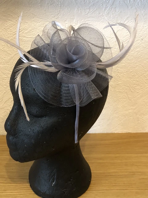 Cappello Ascot Donna Formale Fascinator Designer Argento Grigio Matrimonio
