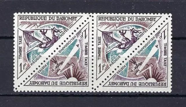 Dahomey 1967 Sc# J34-35 Mail Boat Heliograph postage due tete-beche block 4 MNH