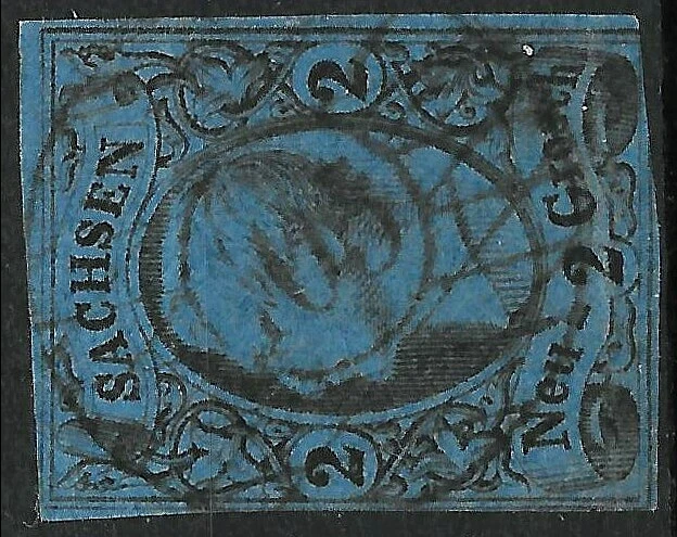 SACHSEN 1855... MiNr. 10 ...2 Ngr...Nummernstempel 105 (Strehla)