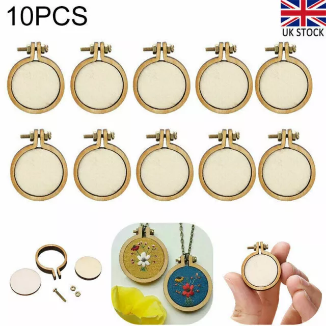 10x Embroidery Hoops Frame Bamboo Circle Cross Stitch Hoop Ring Set Art Craft 2