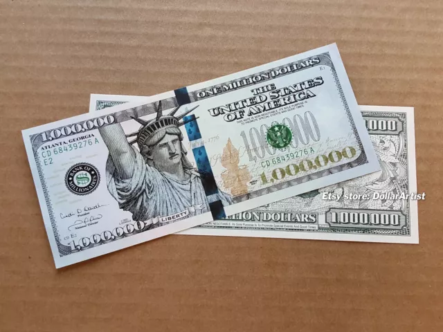* Statue Of Liberty 1 Million Dollars Lot Of 100 *1,000,000 Novelty Dollar  Bills