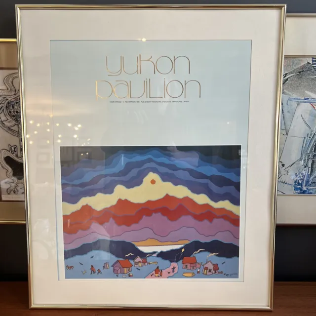 Ted Harrison vintage framed print “Mountain Stormclouds” from the Yukon 1985