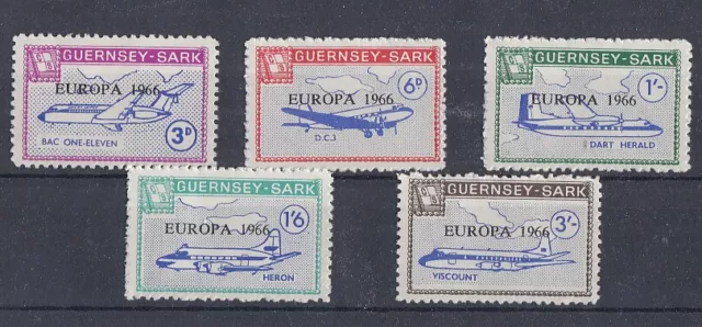 Cinderella Guernsey Sark Europe 1966 Aircraft 5 Values ( MNH