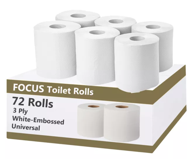 72 Toilet Rolls 3 Ply Bathroom Tissue Quilted Soft Clean Embossed Paper Bulk Buy