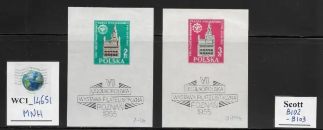 WC1_14651. POLAND: 1955 6th. PHIL. EXHIB. POZNAN  souv. sheet Sc.B102-103. MH