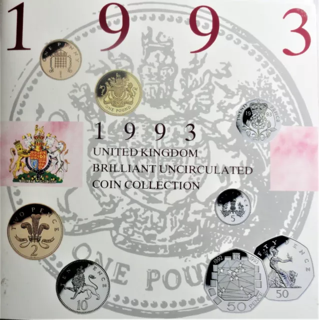 United Kingdom Großbritannien KSM 1993 Uncirculated Coin Collection stgl +Folder