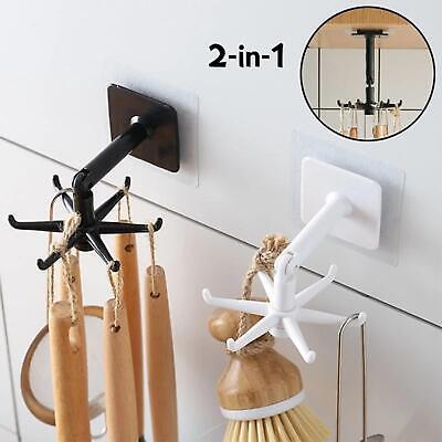 360° 6 Hook Under Shelf Kitchen Utensil Organiser Wall Hook Hanging Rack Holder
