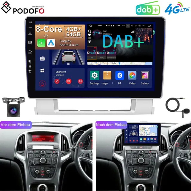 Radio de coche de 9" para OPEL Astra J 2010-2017 Android 13 GPS Navi CarPlay 8 núcleos 4+64 GB