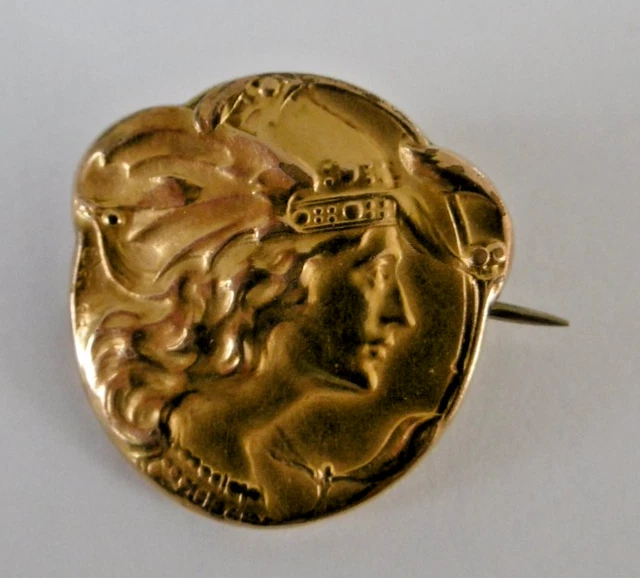 Broche Ancienne Art Nouveau Signée Dropsy - Petite Broche Vintage D'occasion