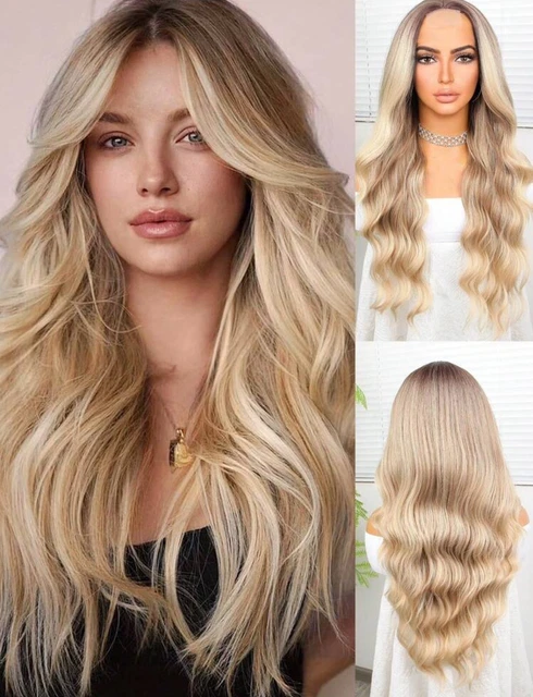 Perruque Synthétique Courte Bouclée - Blond Clair à Racines Foncées | Bonnet Tulle + 4 Tailles