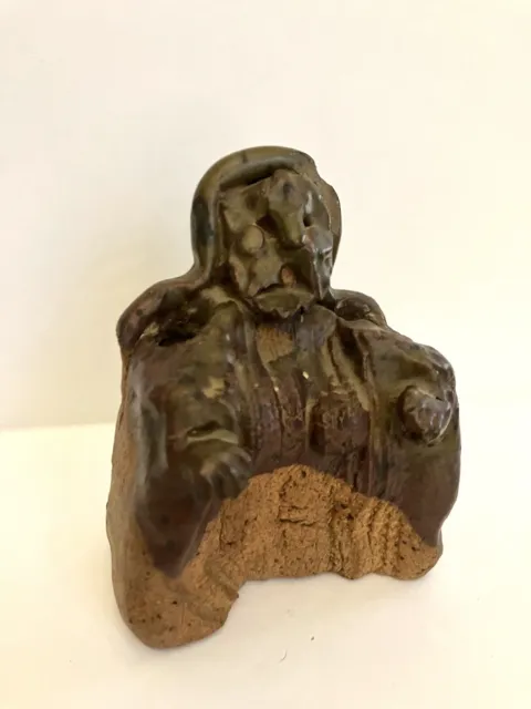 Unusual Brutalist Primitive Folk Art Pottery Sculpture Male Figurine Crude *READ