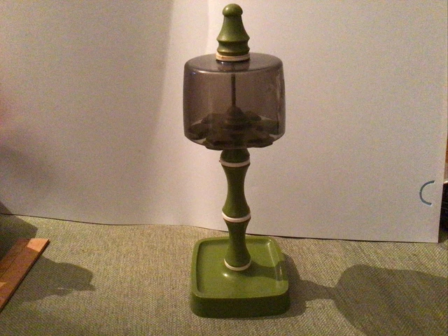 VTG 1970s TOOTHBUSH HOLDER / CADDY  GREEN /TINTED COVER   10 " TALL UNIQUE