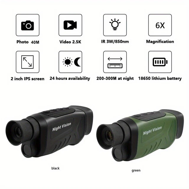4K Monocular Night Vision Device Camera 2560P HD Infrared 8X Digital Zoom Huntin