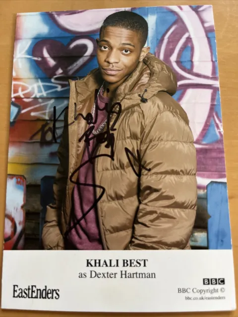 BBC EastEnders Dexter Hartman Hand Signed Cast Card Khali Best Autograph