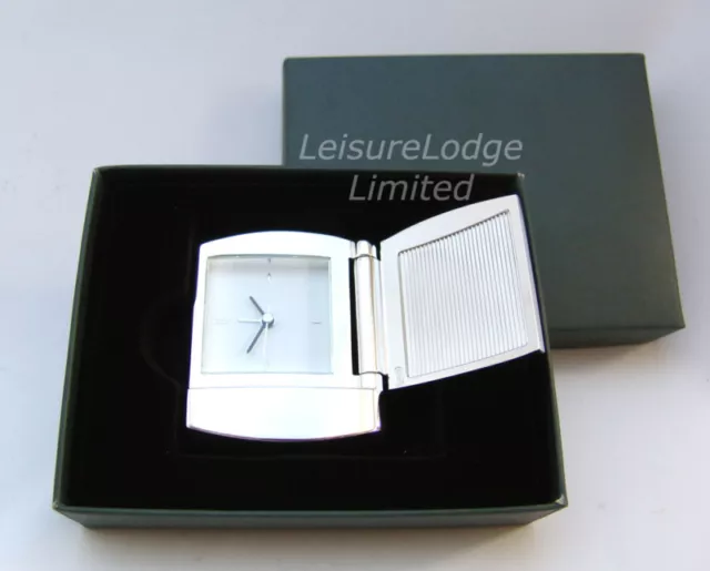 LADIES SILVER PLATED DESK BEDSIDE ALARM CLOCK 3" Superb Luxury Gift Box ENGRAVED 2