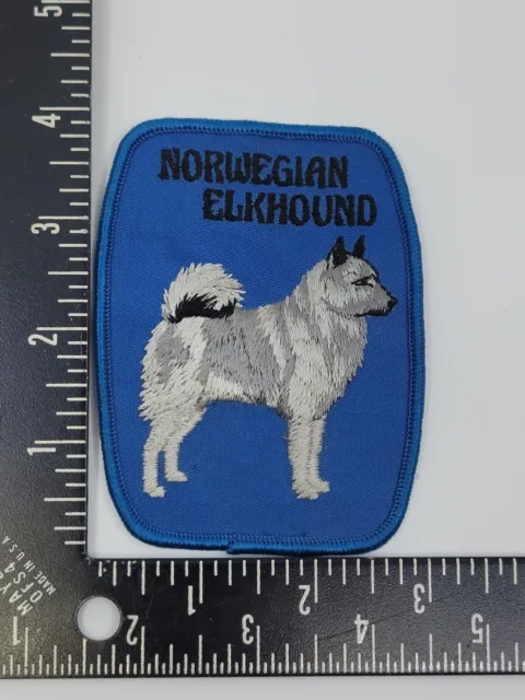 Vintage Norwegian Elkhound Large Embroidered Canine Patch
