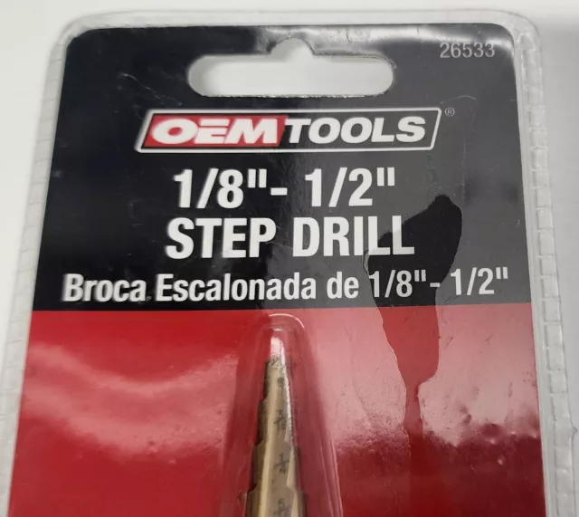 OEM Tools 1/8-1/2" Step Drill Bit 26533 High Speed Two-Flute Split Point Tip 3