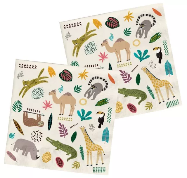 Folat 68351 Serviettes Zoo Party 33 x 33 cm Pack of 20 Multi-Coloured