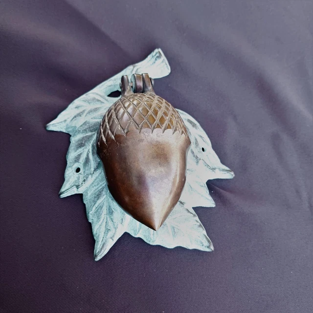 ACORN Door Knocker Doorknocker Brass Oak Leaf verdigris finish