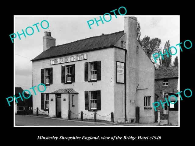 OLD POSTCARD SIZE PHOTO MINSTERLEY SHROPSHIRE ENGLAND THE BRIDGE HOTEL c1940