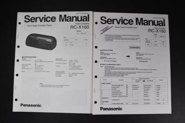 Panasonic RC-X160 Radio Cassette Service Manuals - Original Genuine