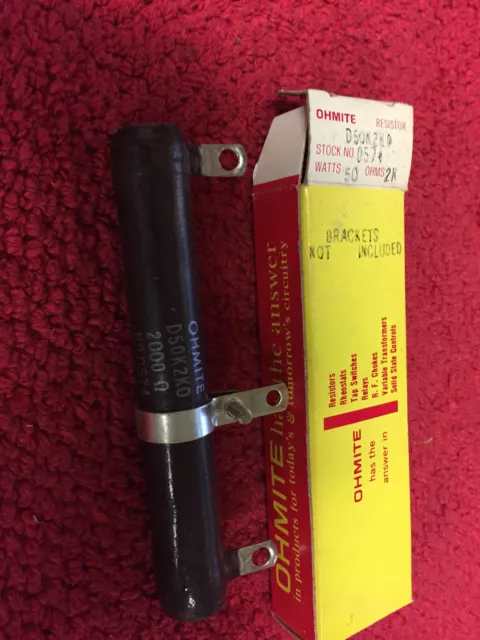 D50K2k0  OHMITE     2000 OHM 50 WATT     VITREOUS ENAMEL RESISTOR