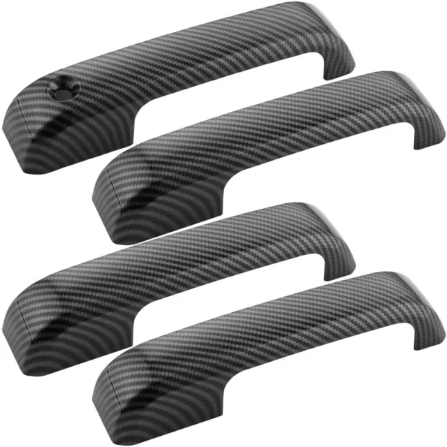 Carbon Fiber  Black Door Handle Covers For 2017-22 Ford F250 F350 F450 SD TX E5